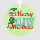 Funny Christmas Elf Merry Elfin Bah Humbug Ornament (Rückseite)