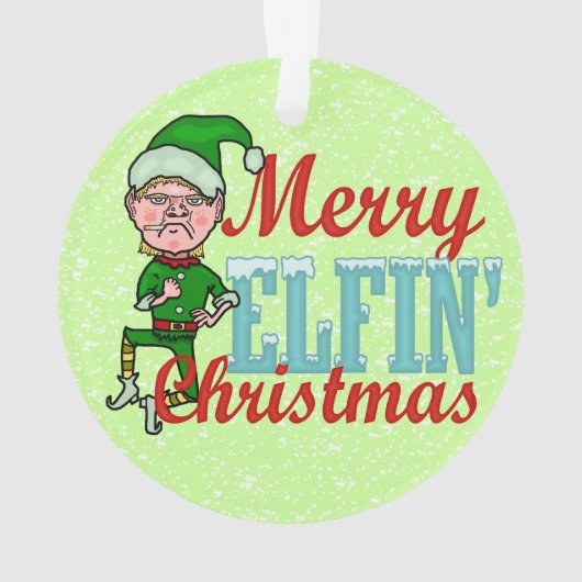 Funny Christmas Elf Merry Elfin Bah Humbug Ornament (Rückseite)