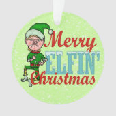 Funny Christmas Elf Merry Elfin Bah Humbug Ornament (Vorderseite)