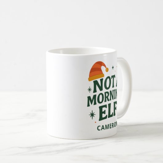 Funny Christmas Elf Morning Lazy Personalized Kaffeetasse (VorderseiteRechts)