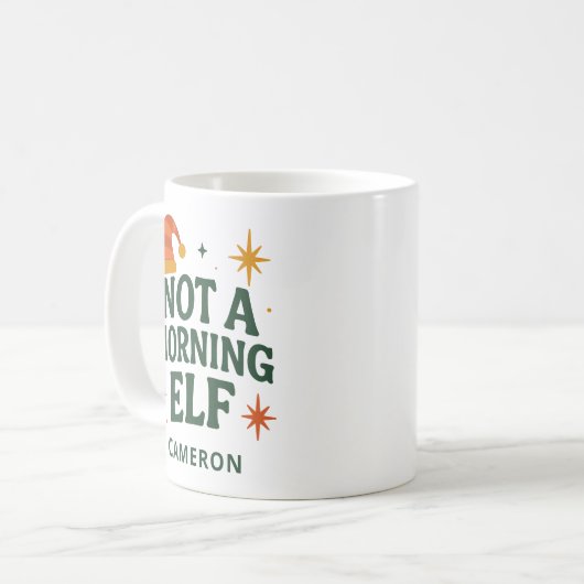 Funny Christmas Elf Morning Lazy Personalized Kaffeetasse (Vorderseite Links)