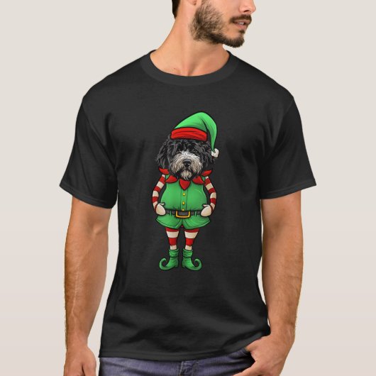 Funny Christmas Elf Portuguese Water Dog T-Shirt (Vorderseite)