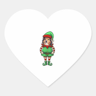 Funny Christmas Elf Shetland Sheepdog Dog Sheltie Herz-Aufkleber