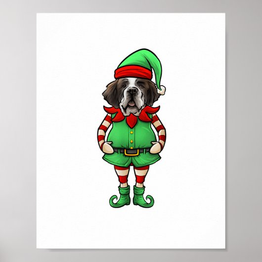 Funny Christmas Elf St Bernard Dog Saint Bernard Poster (Vorne)