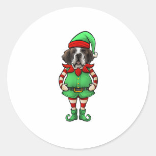 Funny Christmas Elf St Bernard Dog Saint Bernard Runder Aufkleber
