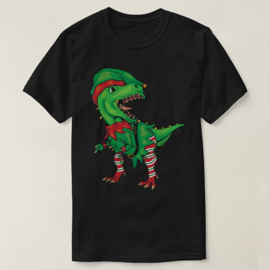 Funny Christmas Elf T-Rex T-Shirt (Design vorne)