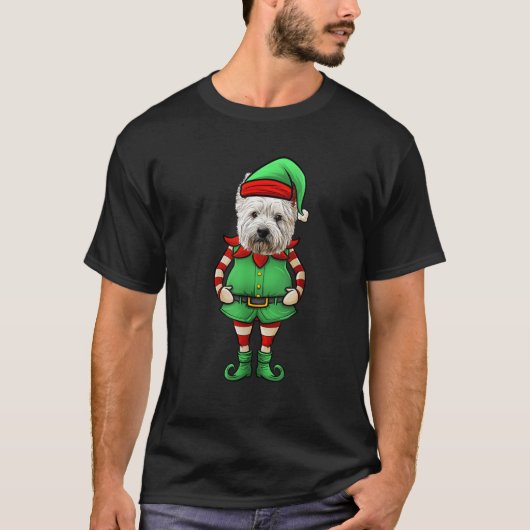 Funny Christmas Elf Westie Dog West Highland Terri T-Shirt (Vorderseite)