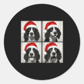 Funny Christmas English Springer Spaniel Santa Pho Runder Aufkleber (Vorderseite)