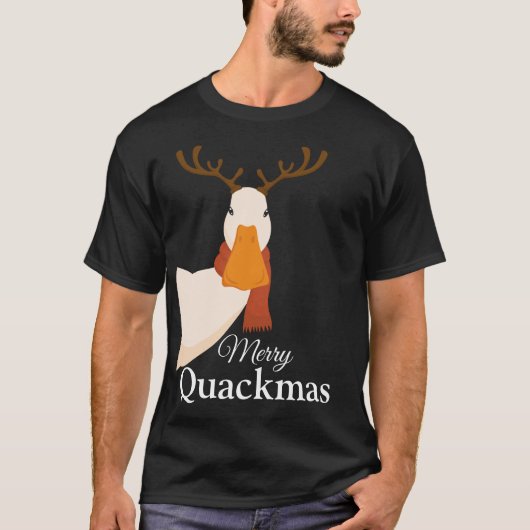 Funny Christmas Ente Merry Quackmas Deer T-Shirt (Vorderseite)