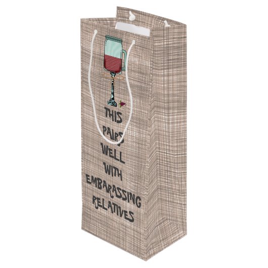 Funny Christmas Erntedank Weinbeutel Wine Tasche Geschenktüte Für Weinflaschen (Rückseite Schrägansicht)