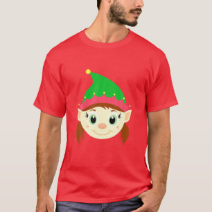 Funny Christmas Eve Girl Elves Face Xmas Pajama Co T-Shirt
