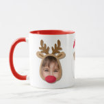 Funny Christmas Faces Tasse<br><div class="desc">Funny Gesichter in Weihnachten Thema eines Elfen,  Weihnachtsmann und Rentier. Passen Sie Ihre Fotos an.</div>