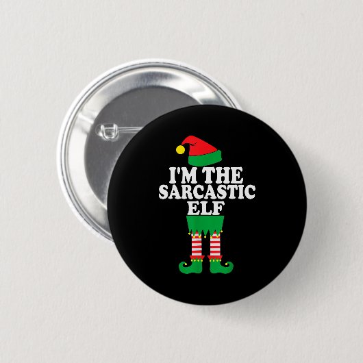 Funny Christmas Family I'm The Sarcastic Elf Button (Vorne & Hinten)