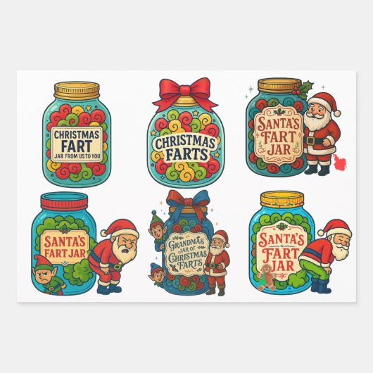 Funny Christmas Fart Jar 100% Festive Flatulence! Geschenkpapier Set (Vorderseite)