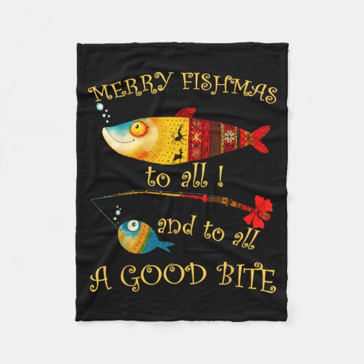Funny Christmas Fisherman's Merry Fishmas To All F Fleecedecke (Vorderseite)