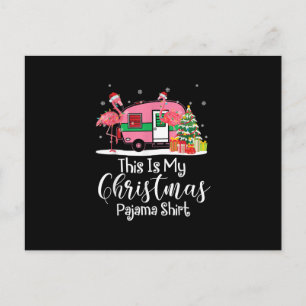 Funny Christmas Flamingo Camper Geschenke Einladungspostkarte