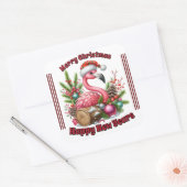 Funny Christmas flamingo Quadratischer Aufkleber (Umschlag)