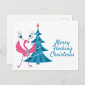 Funny Christmas Flamingo Rentier Holiday Gruß Postkarte (Vorne/Hinten)