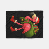 Funny Christmas Flamingo Santa Holiday Design Fleecedecke (Vorderseite (Horizontal))