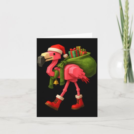 Funny Christmas Flamingo Santa Holiday Design Karte (Vorderseite)