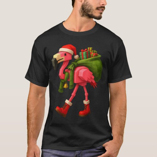 Funny Christmas Flamingo Santa Holiday Design T-Shirt (Vorderseite)