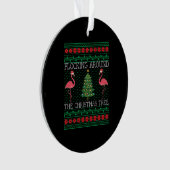 Funny Christmas Flamingo Ugly Christmas Sweater Ornament (Vorderseite)