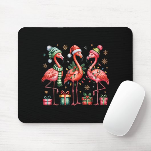 Funny Christmas Flamingos Mousepad (Mit Mouse)