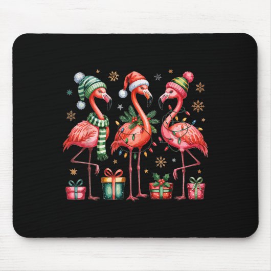 Funny Christmas Flamingos Mousepad (Vorne)