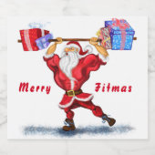 Funny Christmas Flasche Etikett Santa mit Geschenk (Einzelnes Label)