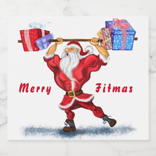 Funny Christmas Flasche Etikett Santa mit Geschenk (Einzelnes Label)