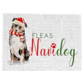 Funny Christmas Fleas Navidog Australian Shepherd Große Geschenktüte (Rückseite)