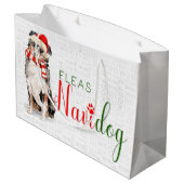 Funny Christmas Fleas Navidog Australian Shepherd Große Geschenktüte (Rückseite Schrägansicht)