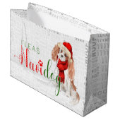 Funny Christmas Fleas Navidog King Charles Spaniel Große Geschenktüte (Vorderseite Schrägansicht)