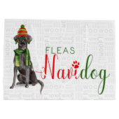 Funny Christmas Fleas Navidog mit Black Lab Große Geschenktüte (Rückseite)
