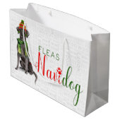 Funny Christmas Fleas Navidog mit Black Lab Große Geschenktüte (Rückseite Schrägansicht)