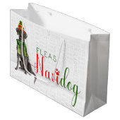 Funny Christmas Fleas Navidog mit Black Lab Große Geschenktüte (Vorderseite Schrägansicht)