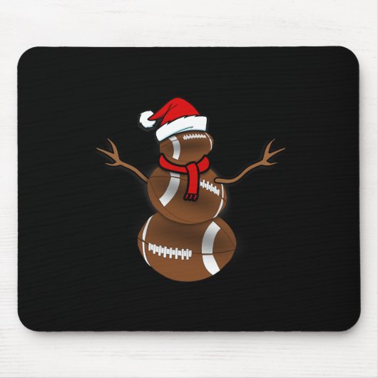 Funny Christmas Football Ball Santa Snowman Mousepad (Vorne)