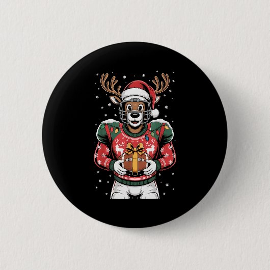 Funny Christmas Football Reindeer  Button (Vorderseite)