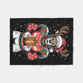 Funny Christmas Football Reindeer  Fleecedecke (Vorderseite (Horizontal))