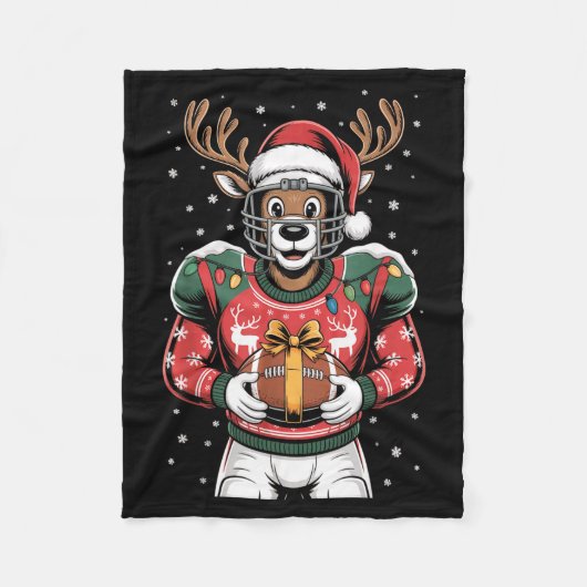 Funny Christmas Football Reindeer  Fleecedecke (Vorderseite)