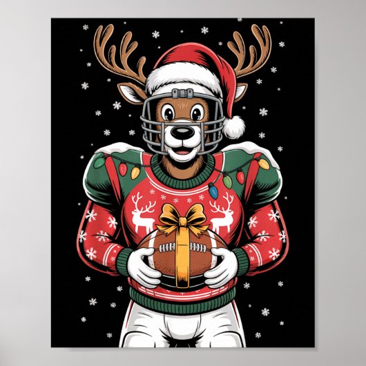 Funny Christmas Football Reindeer  Poster (Vorne)
