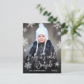 Funny Christmas FOTO Baby It's Cold Outside Postkarte (Stehend Vorderseite)