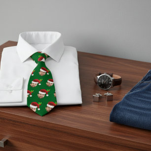 Funny Christmas Foto Face Weihnachtsmannmütze Gesc Krawatte