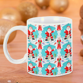 Funny Christmas Frau Claus beats Santa beim Angeln Kaffeetasse