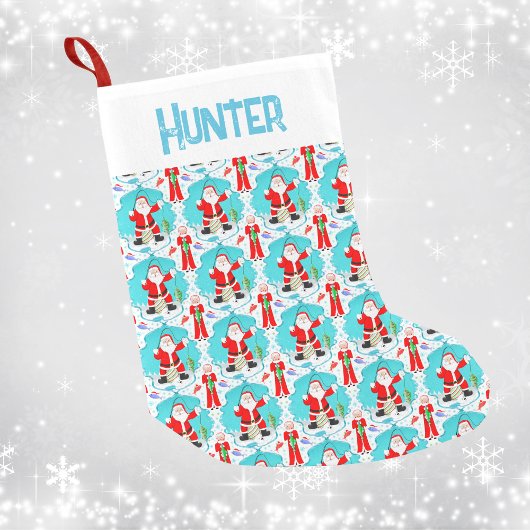 Funny Christmas Frau Claus beats Santa beim Angeln Kleiner Weihnachtsstrumpf