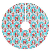 Funny Christmas Frau Claus beats Santa beim Angeln Polyester Weihnachtsbaumdecke (Vorderseite)