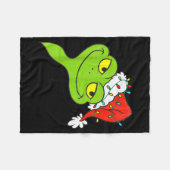 Funny Christmas Frog Wearing Santa Hat And Lights  Fleecedecke (Vorderseite (Horizontal))