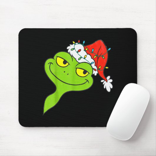 Funny Christmas Frog Wearing Santa Hat And Lights Mousepad (Mit Mouse)