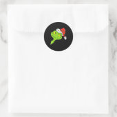 Funny Christmas Frog Wearing Santa Hat And Lights  Runder Aufkleber (Tasche)