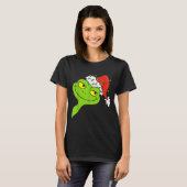 Funny Christmas Frog Wearing Santa Hat And Lights  T-Shirt (Vorne ganz)